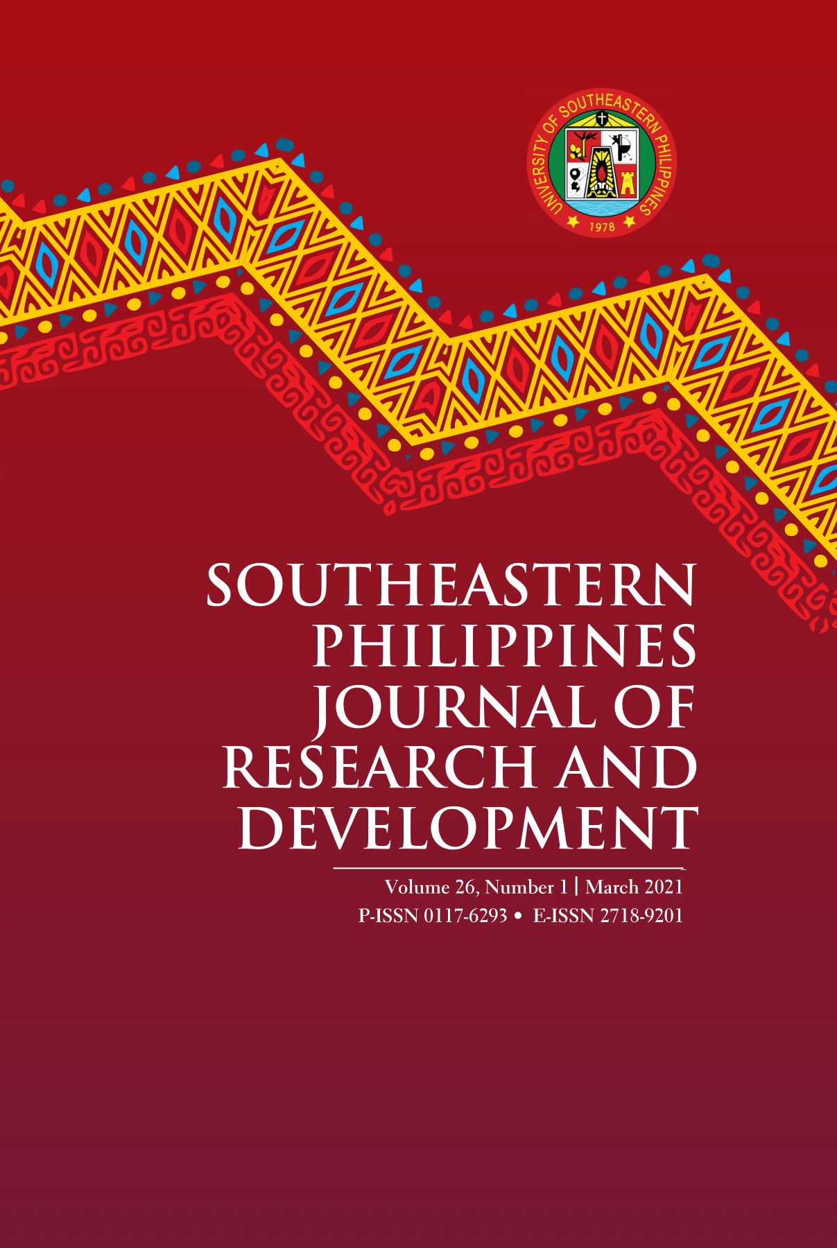 spjrd Southeastern Philippines Journal of Research and Development Volume 26, Number 1 March 2021 P-ISSN 0117-6293 E-ISSN 2718-9201