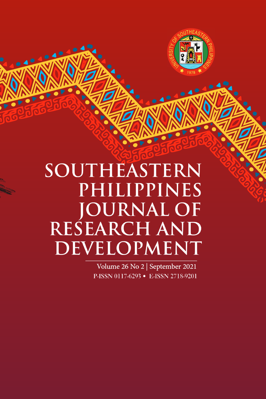 SPJRD Southeastern Philippines Journal of Research and Development Volume 26, Number 1 March 2021 P-ISSN 0117-6293 E-ISSN 2718-9201